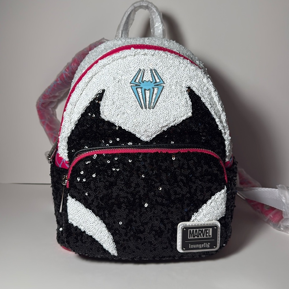 🆕 Loungefly Spider Gwen Cosplay Sequin Marvel Mini Backpack 🎒